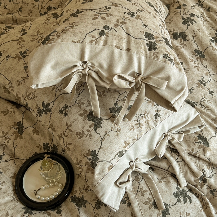 91家纺网 家纺一手货源 找家纺 漫仙阁家纺 2026新款蝴蝶结汉麻四件套 蔓枝