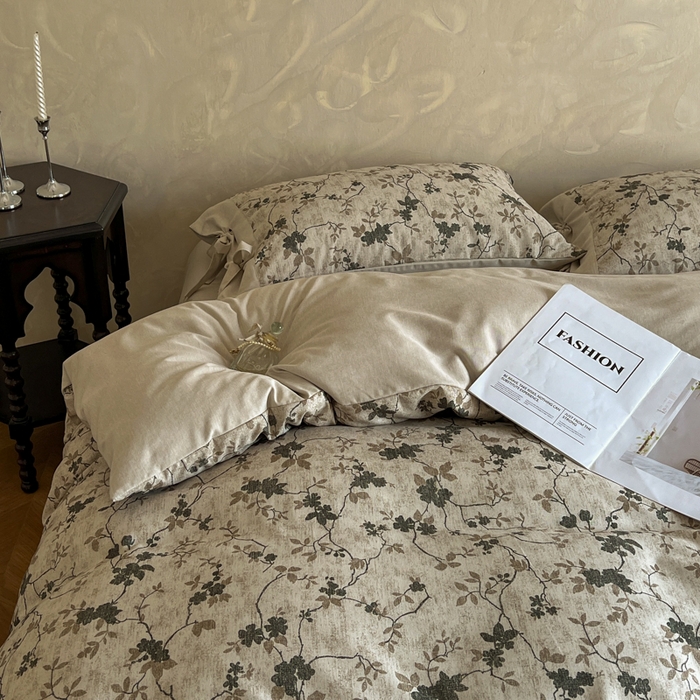 91家纺网 家纺一手货源 找家纺 漫仙阁家纺 2026新款蝴蝶结汉麻四件套 蔓枝