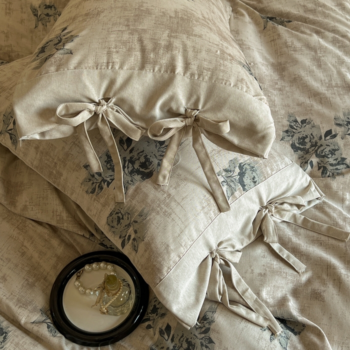 91家纺网 家纺一手货源 找家纺 漫仙阁家纺 2026新款蝴蝶结汉麻四件套 蔷薇