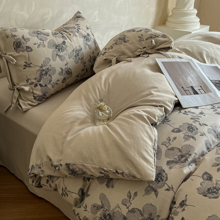 91家纺网 家纺一手货源 找家纺 漫仙阁家纺 2026新款蝴蝶结汉麻四件套 素笺