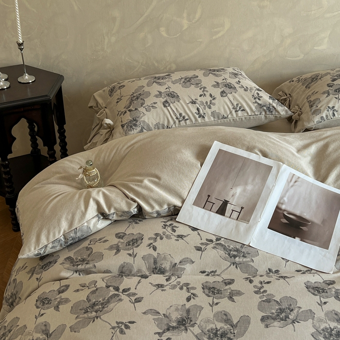 91家纺网 家纺一手货源 找家纺 漫仙阁家纺 2026新款蝴蝶结汉麻四件套 素笺