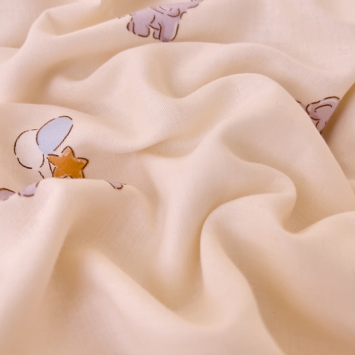 91家纺网 家纺一手货源 找家纺 DoDo 兜兜 2026新款全棉纯棉小温暖双层纱四件套【可定做尺寸】气球小象