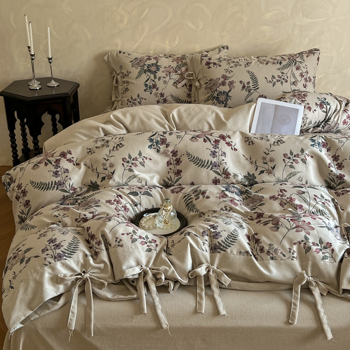 91家纺网 家纺一手货源 找家纺 漫仙阁家纺 2026新款蝴蝶结汉麻四件套 弦野