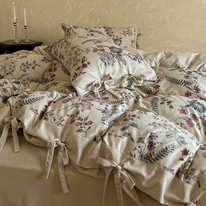 91家纺网 家纺一手货源 找家纺 漫仙阁家纺 2026新款蝴蝶结汉麻四件套 弦野