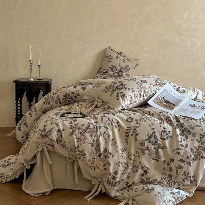 91家纺网 家纺一手货源 找家纺 漫仙阁家纺 2026新款蝴蝶结汉麻四件套 弦野