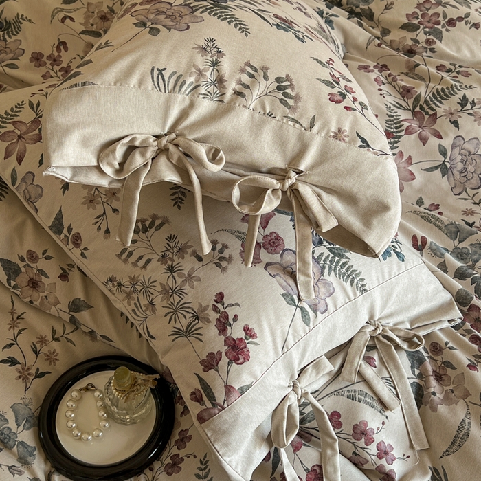 91家纺网 家纺一手货源 找家纺 漫仙阁家纺 2026新款蝴蝶结汉麻四件套 弦野