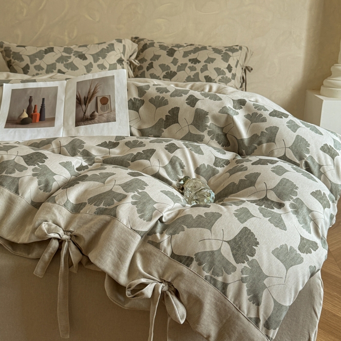 91家纺网 家纺一手货源 找家纺 漫仙阁家纺 2026新款蝴蝶结汉麻四件套 杏语