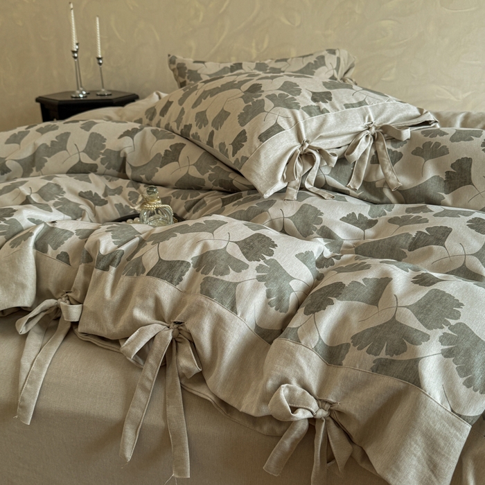 91家纺网 家纺一手货源 找家纺 漫仙阁家纺 2026新款蝴蝶结汉麻四件套 杏语