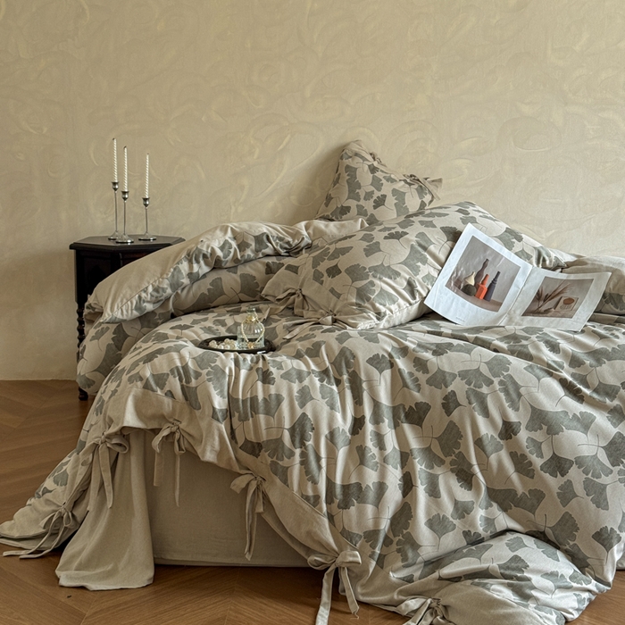 91家纺网 家纺一手货源 找家纺 漫仙阁家纺 2026新款蝴蝶结汉麻四件套 杏语