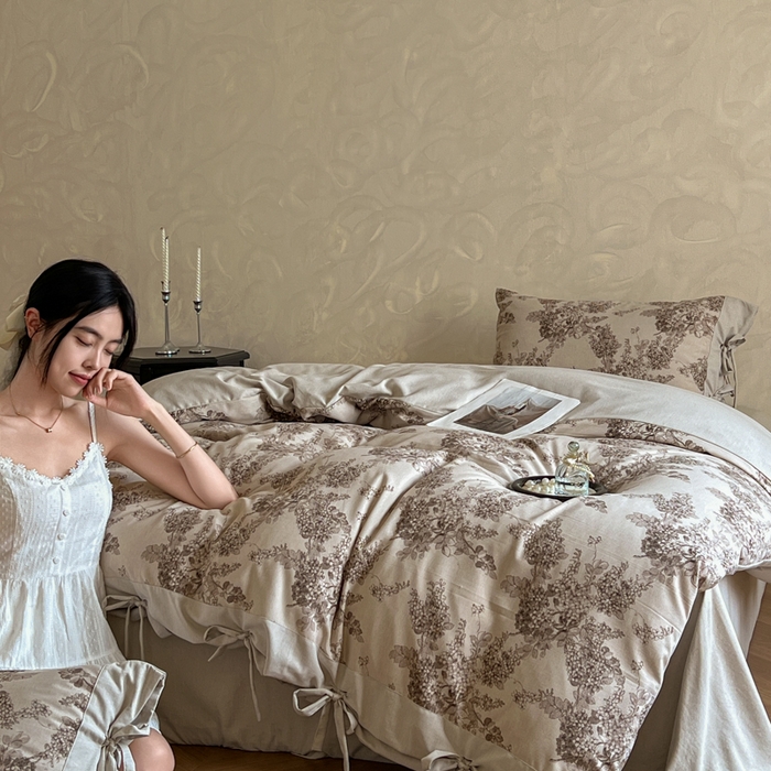 91家纺网 家纺一手货源 找家纺 漫仙阁家纺 2026新款蝴蝶结汉麻四件套 雅梦