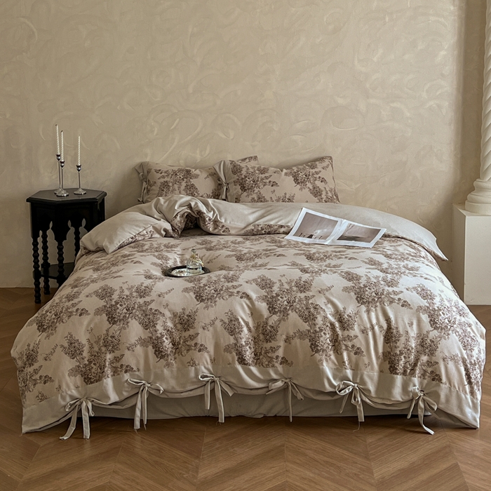 91家纺网 家纺一手货源 找家纺 漫仙阁家纺 2026新款蝴蝶结汉麻四件套 雅梦