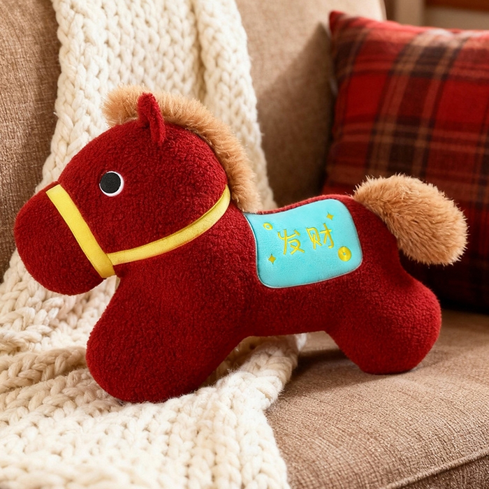 91家纺网 家纺一手货源 找家纺 蔻眠 好运发财马抱枕沙发靠枕马年抱枕 马上发财