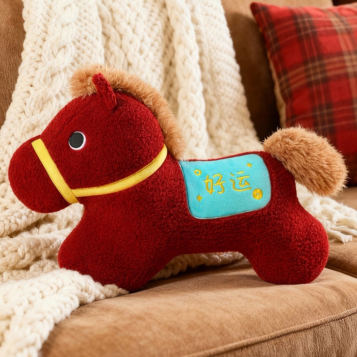 91家纺网 家纺一手货源 找家纺 蔻眠 好运发财马抱枕沙发靠枕马年抱枕 马上好运