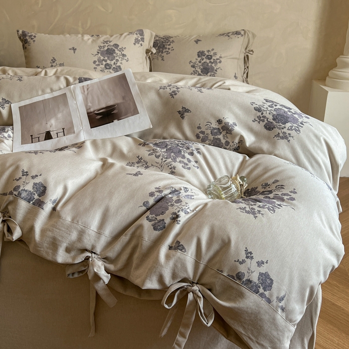 91家纺网 家纺一手货源 找家纺 漫仙阁家纺 2026新款蝴蝶结汉麻四件套 紫柔