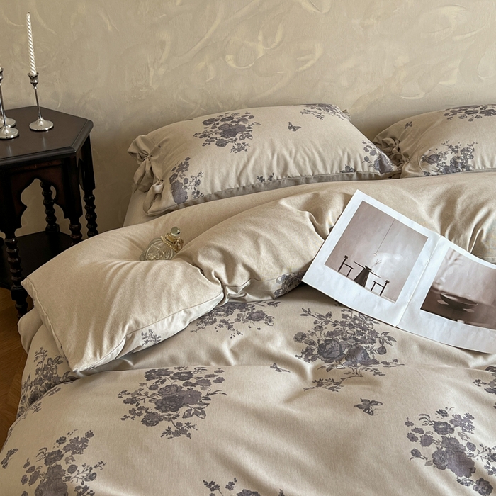 91家纺网 家纺一手货源 找家纺 漫仙阁家纺 2026新款蝴蝶结汉麻四件套 紫柔