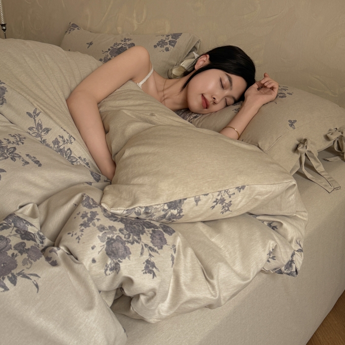 91家纺网 家纺一手货源 找家纺 漫仙阁家纺 2026新款蝴蝶结汉麻四件套 紫柔