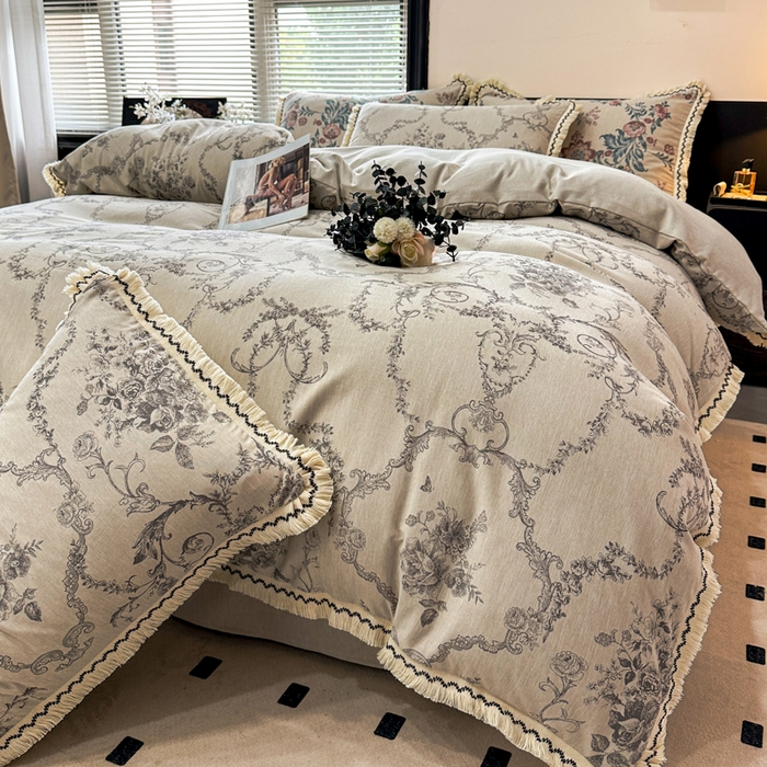 91家纺网 家纺一手货源 找家纺 （总）漫仙阁家纺 2026新款流苏亚麻四件套