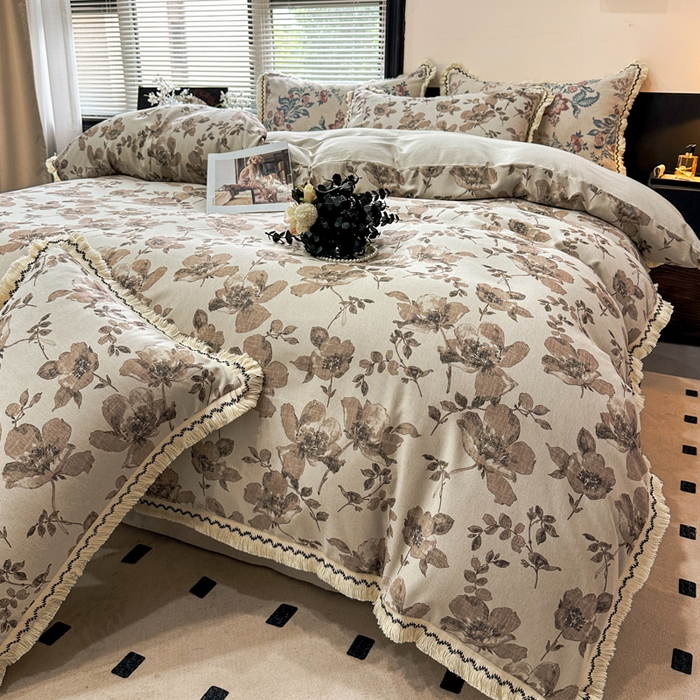 91家纺网 家纺一手货源 找家纺 （总）漫仙阁家纺 2026新款流苏亚麻四件套