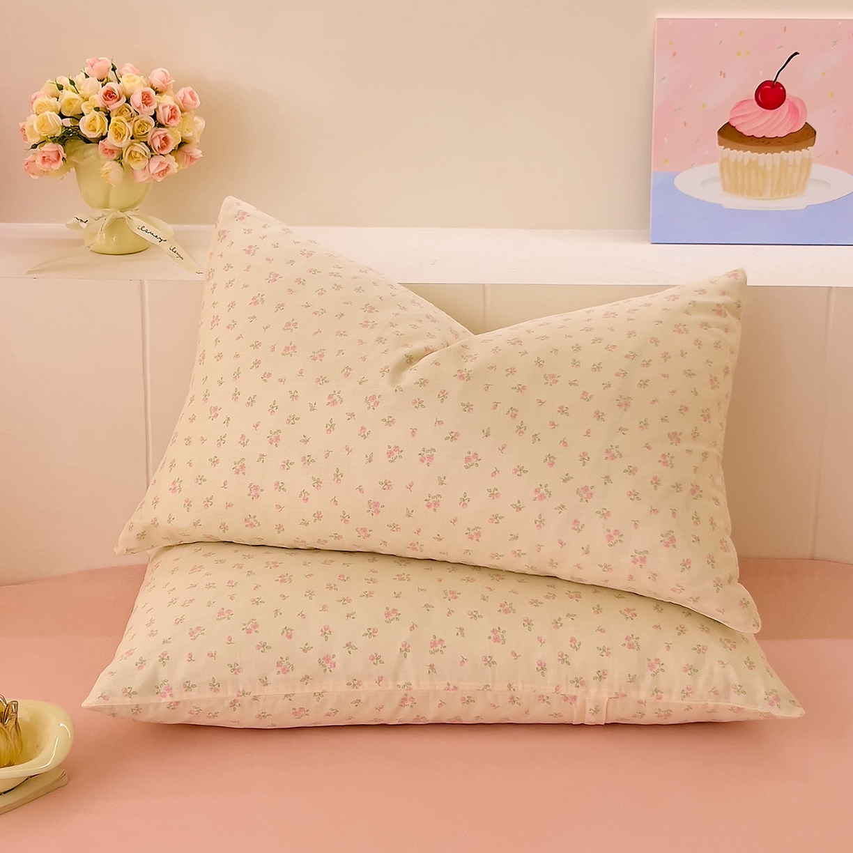 91家纺网 家纺一手货源 找家纺 DoDo 兜兜 2026新款全棉纯棉小温暖双层纱四件套【可定做尺寸】邂逅-粉