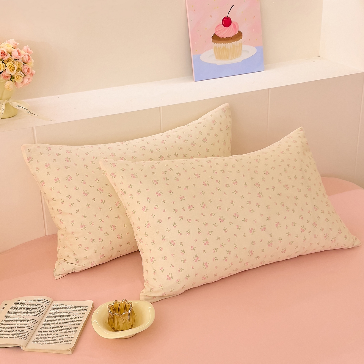 91家纺网 家纺一手货源 找家纺 DoDo 兜兜 2026新款全棉纯棉小温暖双层纱四件套【可定做尺寸】邂逅-粉