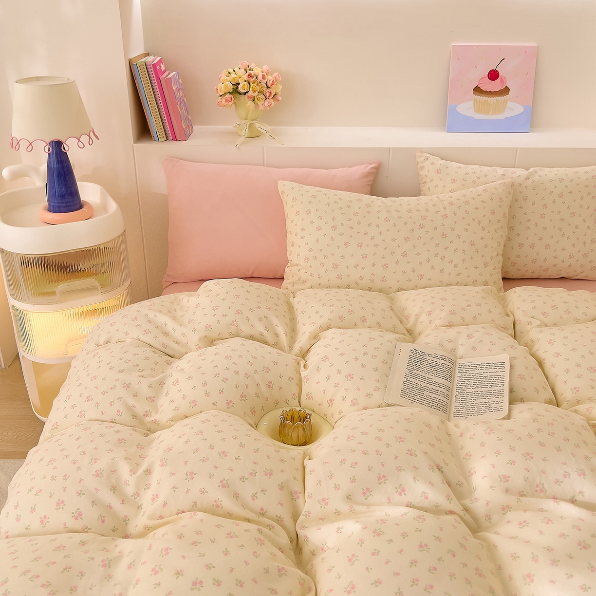 91家纺网 家纺一手货源 找家纺 DoDo 兜兜 2026新款全棉纯棉小温暖双层纱四件套【可定做尺寸】邂逅-粉