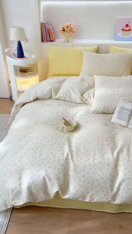 91家纺网 家纺一手货源 找家纺 DoDo 兜兜 2026新款全棉纯棉小温暖双层纱四件套【可定做尺寸】邂逅-粉