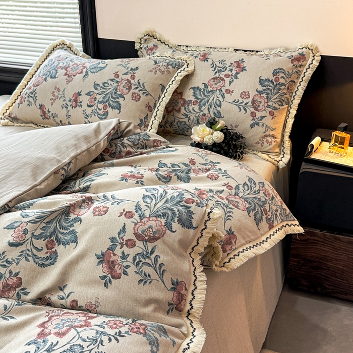 91家纺网 家纺一手货源 找家纺 漫仙阁家纺 2026新款流苏亚麻四件套 波西米亚