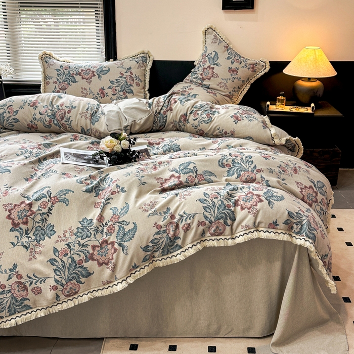 91家纺网 家纺一手货源 找家纺 漫仙阁家纺 2026新款流苏亚麻四件套 波西米亚