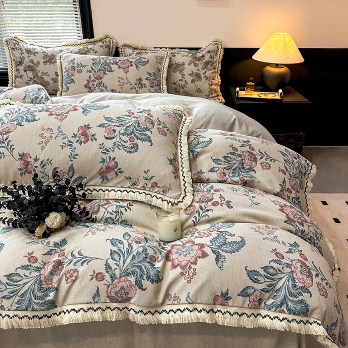 91家纺网 家纺一手货源 找家纺 漫仙阁家纺 2026新款流苏亚麻四件套 波西米亚