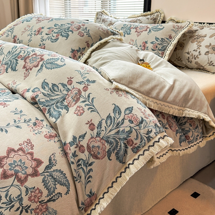 91家纺网 家纺一手货源 找家纺 漫仙阁家纺 2026新款流苏亚麻四件套 波西米亚