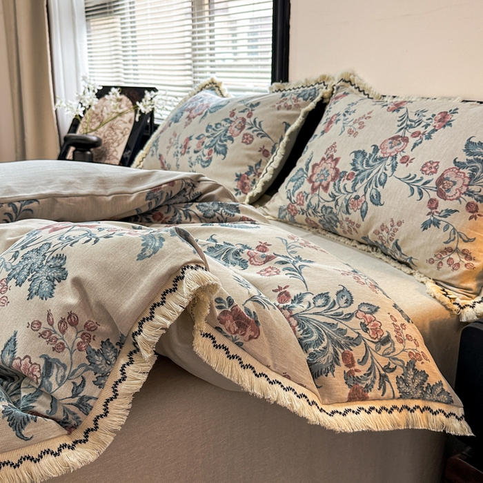 91家纺网 家纺一手货源 找家纺 漫仙阁家纺 2026新款流苏亚麻四件套 波西米亚