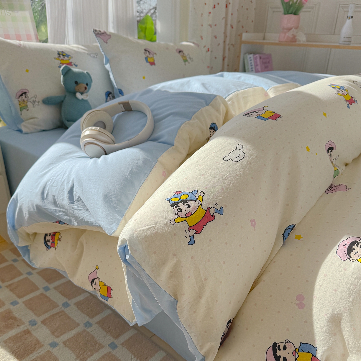 91家纺网 家纺一手货源 找家纺 颜选 2026新款仿棉105克加厚水洗棉四件套-有买家秀 小新星