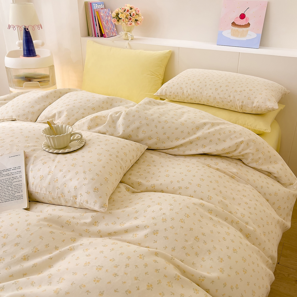 91家纺网 家纺一手货源 找家纺 DoDo 兜兜 2026新款全棉纯棉小温暖双层纱四件套【可定做尺寸】邂逅-黄