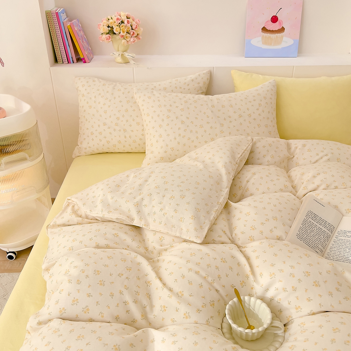 91家纺网 家纺一手货源 找家纺 DoDo 兜兜 2026新款全棉纯棉小温暖双层纱四件套【可定做尺寸】邂逅-黄