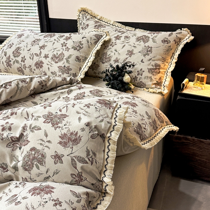 91家纺网 家纺一手货源 找家纺 漫仙阁家纺 2026新款流苏亚麻四件套 花涧雨