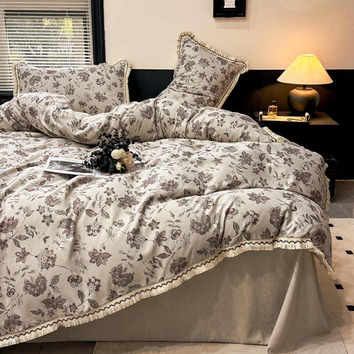 91家纺网 家纺一手货源 找家纺 漫仙阁家纺 2026新款流苏亚麻四件套 花涧雨