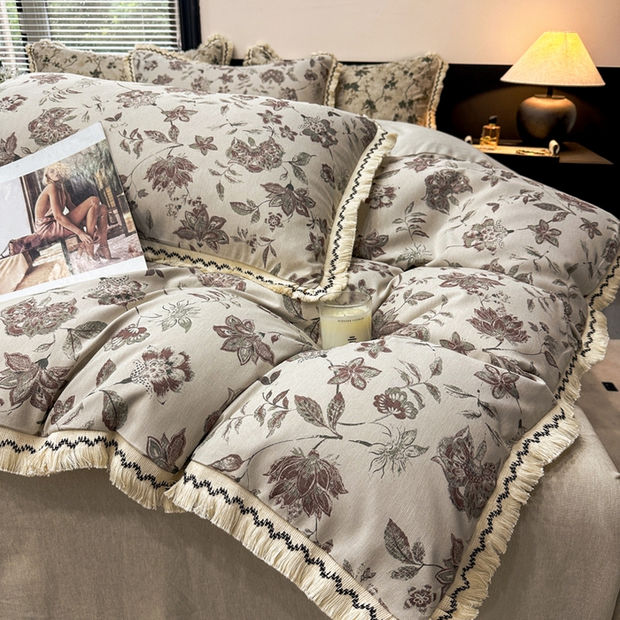 91家纺网 家纺一手货源 找家纺 漫仙阁家纺 2026新款流苏亚麻四件套 花涧雨