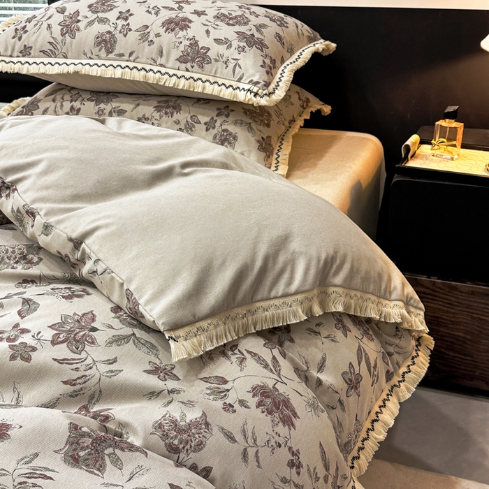 91家纺网 家纺一手货源 找家纺 漫仙阁家纺 2026新款流苏亚麻四件套 花涧雨