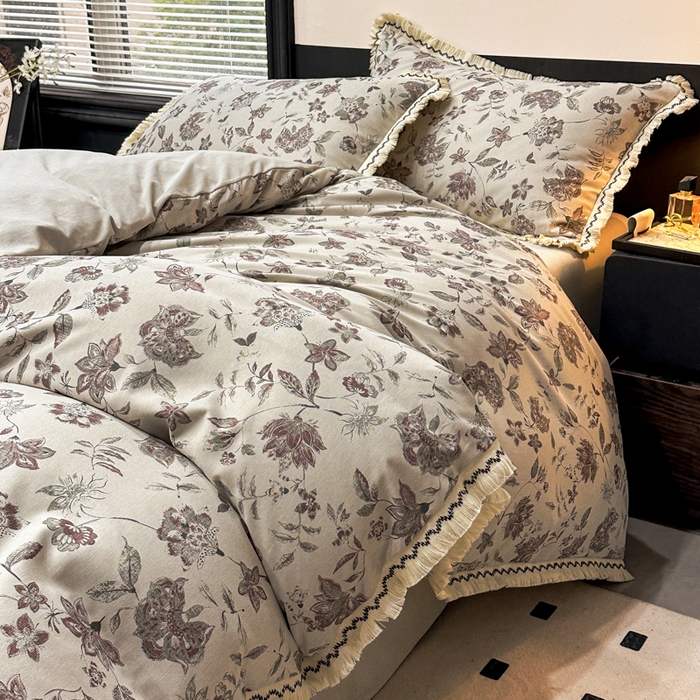 91家纺网 家纺一手货源 找家纺 漫仙阁家纺 2026新款流苏亚麻四件套 花涧雨