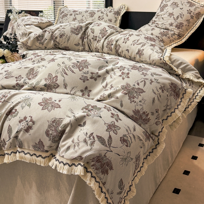 91家纺网 家纺一手货源 找家纺 漫仙阁家纺 2026新款流苏亚麻四件套 花涧雨