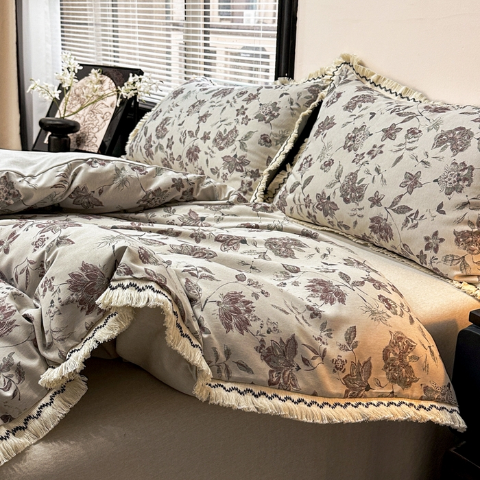 91家纺网 家纺一手货源 找家纺 漫仙阁家纺 2026新款流苏亚麻四件套 花涧雨