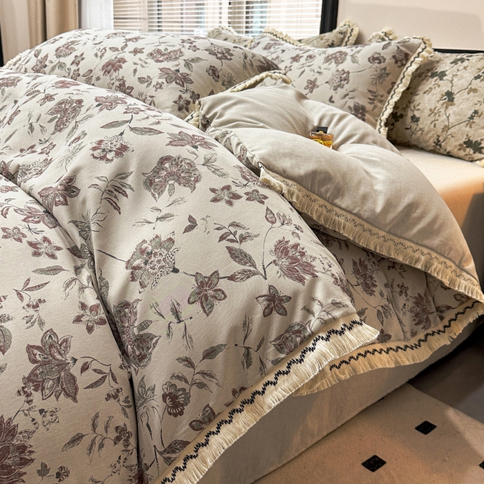 91家纺网 家纺一手货源 找家纺 漫仙阁家纺 2026新款流苏亚麻四件套 花涧雨