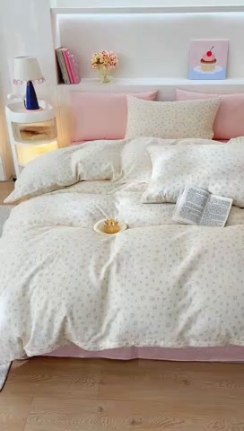 91家纺网 家纺一手货源 找家纺 DoDo 兜兜 2026新款全棉纯棉小温暖双层纱四件套【可定做尺寸】邂逅-黄