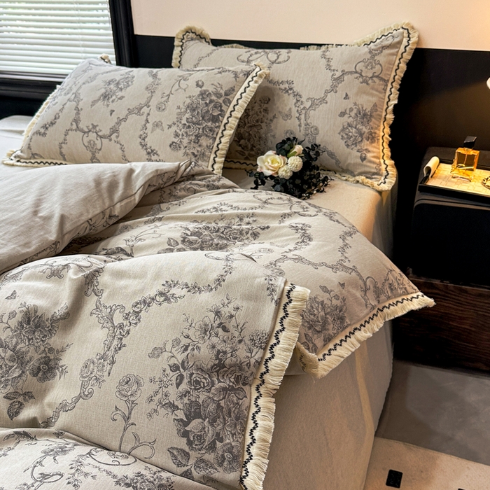 91家纺网 家纺一手货源 找家纺 漫仙阁家纺 2026新款流苏亚麻四件套 皇室