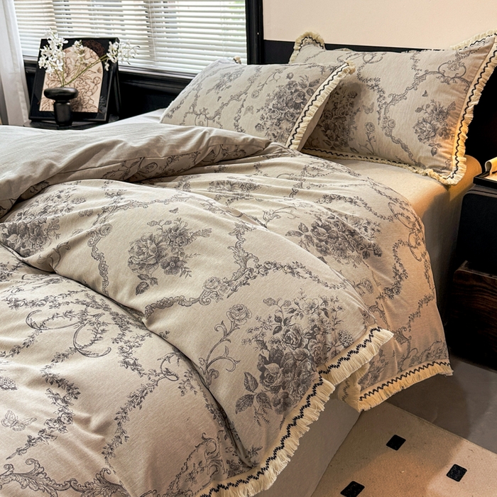 91家纺网 家纺一手货源 找家纺 漫仙阁家纺 2026新款流苏亚麻四件套 皇室