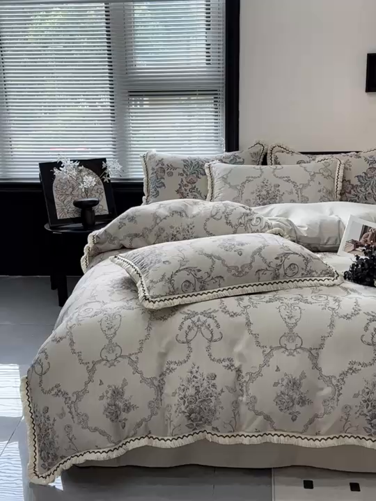 91家纺网 家纺一手货源 找家纺 漫仙阁家纺 2026新款流苏亚麻四件套 皇室