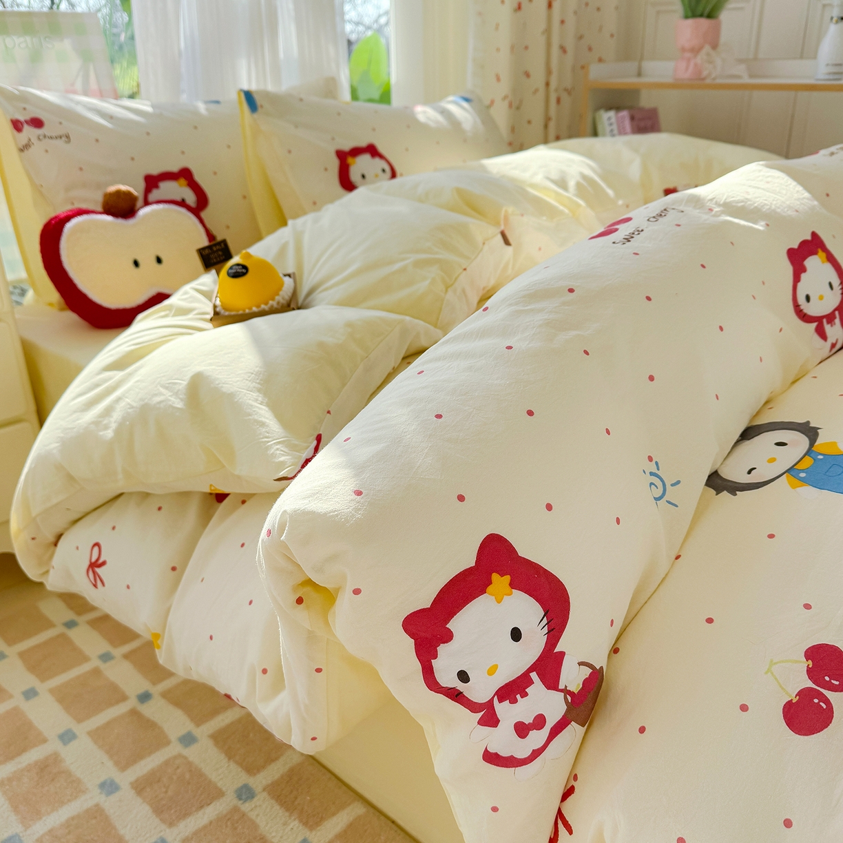 颜选 2026新款仿棉105克加厚水洗棉四件套-有买家秀 甜心小红帽