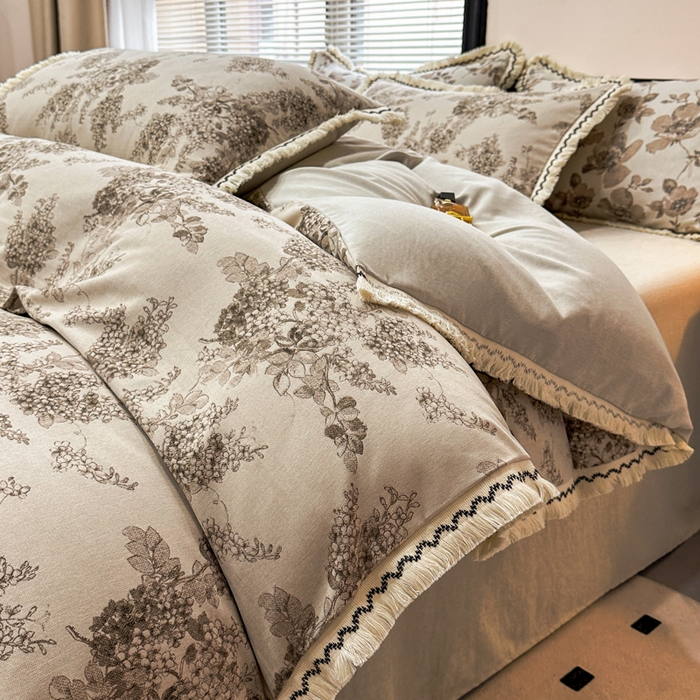 91家纺网 家纺一手货源 找家纺 漫仙阁家纺 2026新款流苏亚麻四件套 静舍