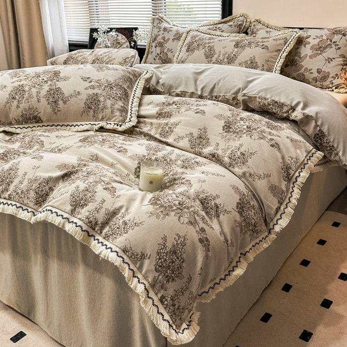 91家纺网 家纺一手货源 找家纺 漫仙阁家纺 2026新款流苏亚麻四件套 静舍