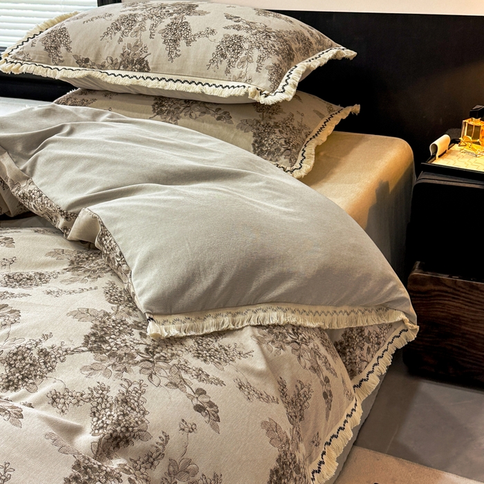 91家纺网 家纺一手货源 找家纺 漫仙阁家纺 2026新款流苏亚麻四件套 静舍